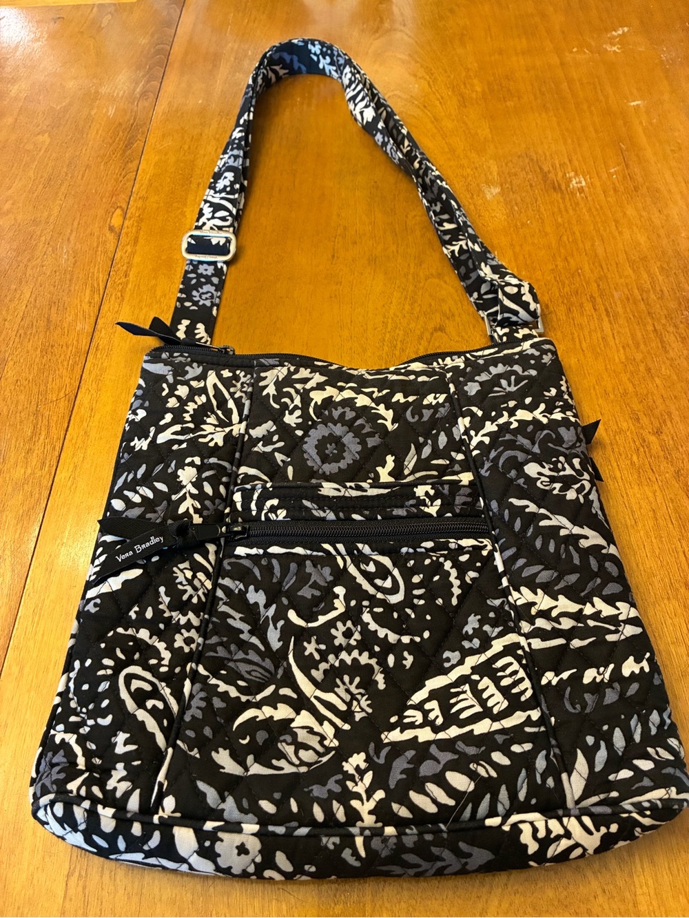 Vera Bradley Black, White & Gray Quilted Floral Shoulder Bag
